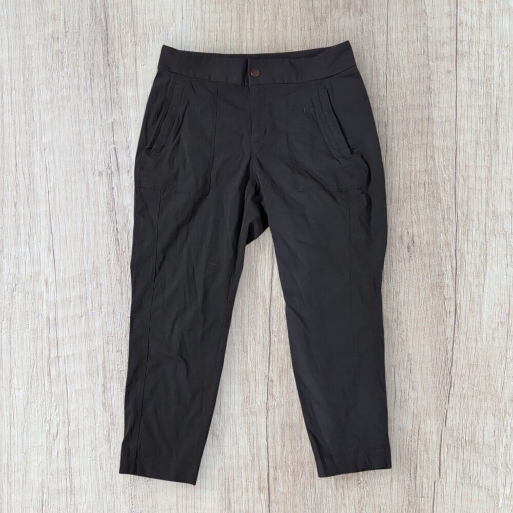 Athleta Trekkie Pants Charcoal Gray Tapered Ankle Travel Utility Womens Size 8